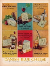 1962 Danish Blue Cheese Print Ad Ambrosia Hamburger Salad Crumble Apple Pie picture