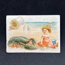 J. & P. Coats Thread Victorian Trade Card 1880s Lobster Girl Beach Advertising picture