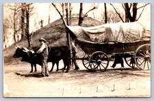 K61/ Marietta Ohio RPPC Postcard c1920s Ox Wagon Team Indian Mound 231 picture