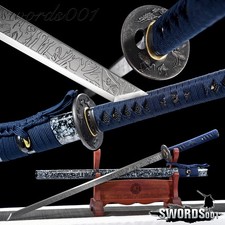 Elegant Blue Ninja Sword Carbon Steel Katana Nice Pattern Blade Kung Fu Tang Dao picture