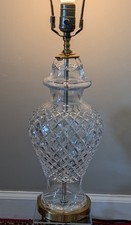 Vtg WATERFORD Clear Crystal Diamond & Bell Top Table Lamp 7500 From Ireland NICE picture