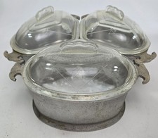 Vintage Guardian Service Heart Shaped Covered Casserole Set 3 Glass Lids USA picture