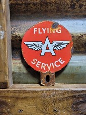 VINTAGE FLYING A PORCELAIN GAS SIGN PLATE TAG TOPPER LUBESTER LUBE SERVICE 5
