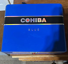 Cohiba Blue Wooden Cigar Box Hinged Lid & Latch 15 Cigars Dominican Rep picture