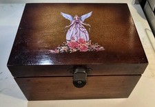Title: Vintage Style Decoupage Angel & Roses Wooden Keepsake Box – Hinged... picture