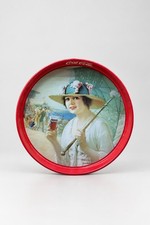Coca Cola Vintage Round Serving Tray Beach Scene Woman With Parasol picture