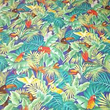 vintage 70s/80s Hawaiian tropical birds XL tablecloth/fabric 9' × 6.5' 18 Yards picture