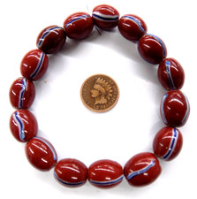 15 Early Redwood Striped Antique African Trade Bead 1700's style TT69   READ picture
