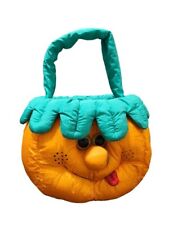 Vtg Puffy Pumpkin Jack O Lantern Decoration Halloween Trick Treat Bucket Basket picture