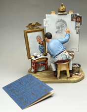 1978 Norman Rockwell Triple Self Portrait Saturday Evening Figurine Gorham Japan picture
