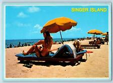 Riviera Beach Florida FL Postcard Golden Sands And Sun Bathers Scenic View c1960 picture