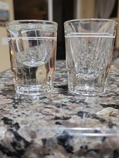 2 Vintage Libbey Heavy Fluted Bottom Shot Glasses with White Pour Line picture