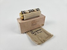 Vtg Wiesner Of Miami Bejeweled Lipstick Case w/ Original Box & Bag Distressed picture