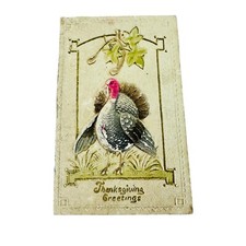 vtg postcard Thanksgiviing Greetings Turkey Embossed picture