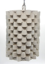Vintage Mid Century Modern Metal Woven Cylindrical Pendant Hanging Light Fixture picture