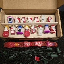 Vintage Repro Of Antique Christmas String Light Bulbs 90s Santa NOS Glass Works picture