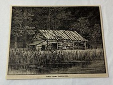 1881 magazine engraving~ DISMAL SWAMP ARCHITECTURE a neglected house picture