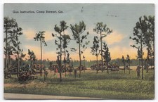 Vintage 1941 Camp Stewart GA Gun Instruction Linen Postcard WWII Era picture