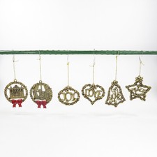 Christmas Ornament Lot of 6 Gloria Duchin 1991 (2) & 1996 (4) Brass Color Heavy picture