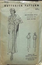 Rare Vintage 1930s Coat with Convertible Sleeves Pattern 5132 Bust 38 Complete picture