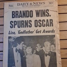 NY DAILY NEWS MARCH 28, 1973 BRANDO WINS, SPURNS OSCAR LIZA 'GODFATHER' picture