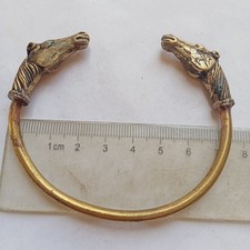 EXTREMELY RARE ANCIENT BRACELET BRONZE HORSE VIKING ARTIFACT AUTHENTIC BANGLE picture