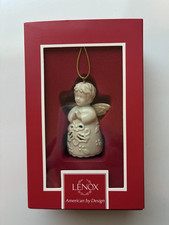 Lenox Christmas Tree Ornament - Angle Wishes - Holly Bell (Porcelain Ivory) picture