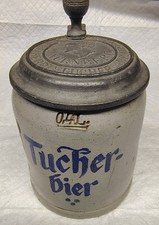 Vintage Tucher Bier 0.4L German Stoneware Beer Stein Pewter Lid Nurnberg picture