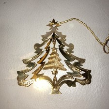Marshall Fields Christmas Tree Ornament 24KT Gold on Brass Finish With Box picture