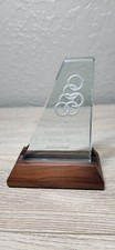 BOEING COMPANY 737-400 Olympic Airways September 1991 Commemorative Glass Trophy picture