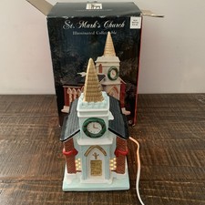 Santa’s Best Collectible 1994 ST. MARK'S CHURCH ILLUMINATED Porcelain~ Box picture