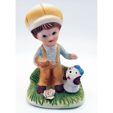 Homco Porcelain Boy with Dog 4.25 Inches Hand Painted Collectible Decor Vintage picture