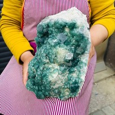 14.14 LB Large Natural Green Fluorite Crystal Cluster Healing Specimen 4136 picture