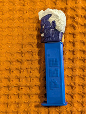 Vintage PEZ Dispenser No Feet Blue Stem Character Head White Hair Purple Face picture