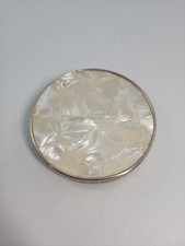 Vintage Compact Mirror 1960’s Faux Mother Of Pearl Gold Tone Ivory Color Japan picture