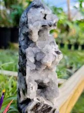Raw Druzy Geode Black Sphalerite Tower Crystal Mineral Specimen Home Decor picture