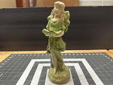 Vintage Ceramic Glazed Fairy Angel Wings Magical Whimsical Green Figurine picture