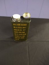 Vintage Vietnam Era Military Rifle Bore Cleaner 8 oz Metal Can Full     picture