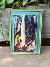 Vintage Waterfall Scene Art Print Framed Nature Wall Hanging Decor 13