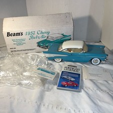 Vtg Jim Beam EMPTY Decanter 1957 Chevrolet Bel Air Turquoise Blue w/Box Inserts picture