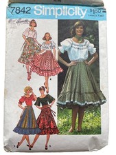 Vintage 70s Simplicity 7842 Sewing Pattern Size 10 Pullover Blouse & Skirt CUT  picture