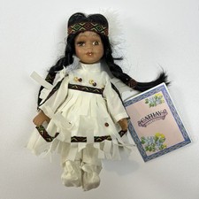 NWT Cathay Collections Native American Indian Porcelain Braided Hair Doll picture