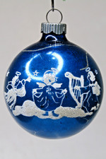 VTG Glass Stencil ANGEL BAND on Cloud Pictured BALL Christmas Ornament Corning picture
