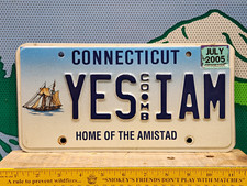 2005 Connecticut Vanity License Plate YES I AM Home of the Amistad Ship Comb picture