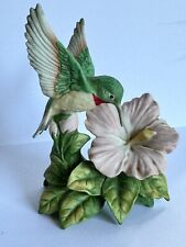 Vintage HOMCO #1429 Porcelain Humming Bird/Hibiscus Flower EUC picture