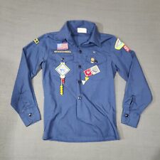 Vintage BSA Boy Scouts Youth Uniform Button Shirt Size 14 Official Blue USA Made picture