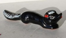 Skunk Figurine Black Stretched Out Red Mouth Ears Redware Ceramic Porcelain + picture
