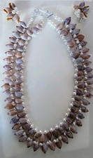 *J Vtg  Set Tahitian? Snail Shell 16”  Necklace W/ Clip Earrings Polynesian. picture