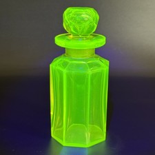 Antique Victorian Vaseline Uranium Glass Perfume / Scent Bottle & Stopper picture