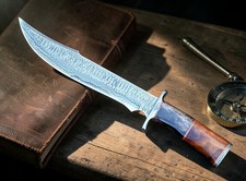 Custom Handmade Damascus Steel 15 Inches Bowie Knife - Hunting Knife picture